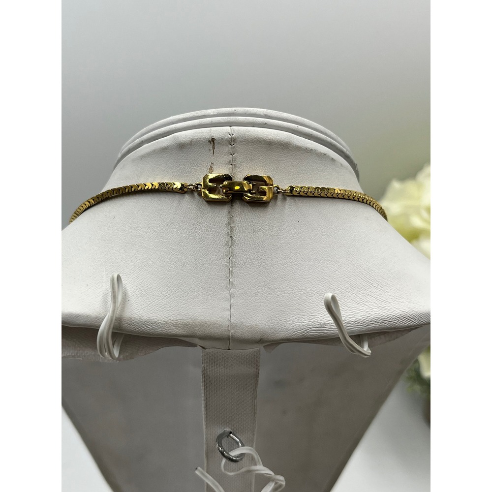 Givenchy Designer Vintage Herringbone Gold Plated Long chain 23" Necklace - Picture 13 of 16